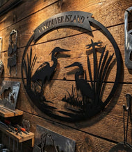 Load image into Gallery viewer, Vancouver Island Wetlands Silhouette - Heron - Metal Art