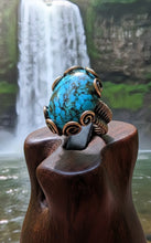 Load image into Gallery viewer, Earth and Sky Hand-Woven Turquoise Talisman - Copper Ring