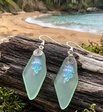 Load image into Gallery viewer, Sea Mist &amp; Resilience - Sea glass - Jellyfish -  Earrings