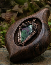Load image into Gallery viewer, Echoes of ancient stone - Copper Wrapped - Ruby in Zoisite, Pendant