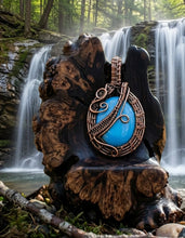 Load image into Gallery viewer, The Sleeping Beauty Cage - Copper Wrapped - Pendant - Sleeping beauty Turquoise