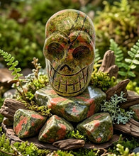 Load image into Gallery viewer, Echo of the Heart -  Mini Skull - Unakite