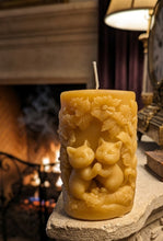 Load image into Gallery viewer, Whimsical Botanical Feline Pillar - Candle - Raven Stone