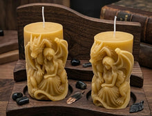 Load image into Gallery viewer, The Dragon &amp; Maiden Sculptural Pillar - Candle - Raven Stone