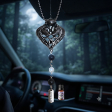 Load image into Gallery viewer, Rear view mirror hanger - Triquetra warrior wolf couple