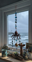 Load image into Gallery viewer, The Adaptive Spirit - Octopus - Sun Catcher - Aqua Aura Quartz