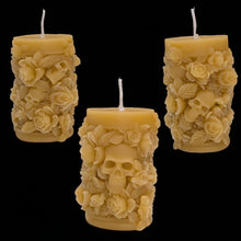 Load image into Gallery viewer, Small Bloom &amp; Bone - Skull - Candle - Raven Stone