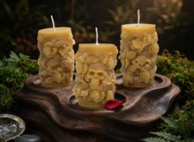 Load image into Gallery viewer, Small Bloom &amp; Bone - Skull - Candle - Raven Stone