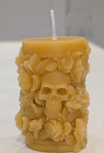 Load image into Gallery viewer, Small Bloom &amp; Bone - Skull - Candle - Raven Stone