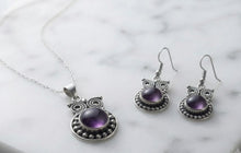 Load image into Gallery viewer, Midnight Wisdom Owl - Necklace - Earrings - Amethyst