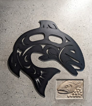 Load image into Gallery viewer, Pacific Tide Formline - Salmon - Metal Art