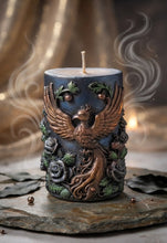 Load image into Gallery viewer, The Colored Triad of Renewal - Phoenix Candle - Raven Stone