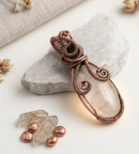 Load image into Gallery viewer, Frozen Storm Pendant - Copper wrapped, Black Rutilated Quartz, Pendant