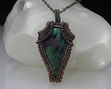 Load image into Gallery viewer, Echoes of ancient stone - Copper Wrapped - Ruby in Zoisite - Necklace