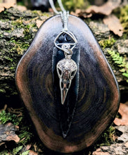 Load image into Gallery viewer, The Night's Tear &amp; Raven Skull Amulet - Necklace