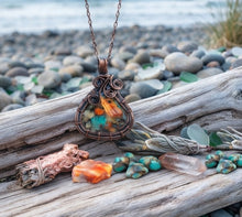 Load image into Gallery viewer, Talisman of Fire &amp; Water - Copper wrapped -Spiny oyster - Necklace