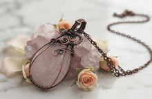 Load image into Gallery viewer, Sacred Heart Stone - Necklace - Copper Wrapped - Rose Quartz