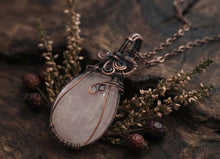 Load image into Gallery viewer, Sacred Heart Stone - Necklace - Copper Wrapped - Rose Quartz