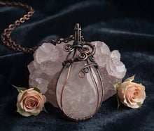 Load image into Gallery viewer, Sacred Heart Stone - Necklace - Copper Wrapped - Rose Quartz