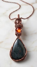Load image into Gallery viewer, The Zest &amp; Zephyr Talisman- Necklace - Bloodstone &amp; Carnelian - Copper Wrapped