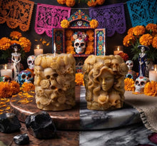 Load image into Gallery viewer, Echoes of Duality - Skull - Candle - Raven Stone