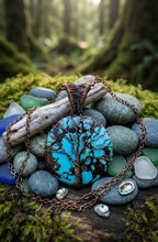 Load image into Gallery viewer, Echo of Deep Roots - Necklace - Turquoise - Tree of Life - Copper wrapped