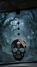 Load image into Gallery viewer, Midnight Skull &amp; Raven Journey - Rear View Mirror Hanger