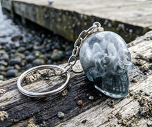 Load image into Gallery viewer, The Phantom Veil - Handcrafted Smoky Resin Skull - keychain