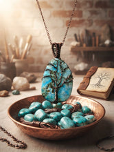 Load image into Gallery viewer, Riverstone Roots - Necklace - Turquoise - Tree of Life - Copper