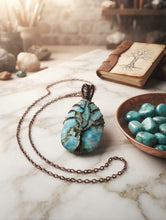 Load image into Gallery viewer, Riverstone Roots - Necklace - Turquoise - Tree of Life - Copper