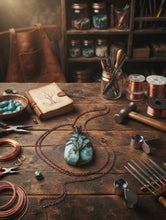 Load image into Gallery viewer, Riverstone Roots - Necklace - Turquoise - Tree of Life - Copper