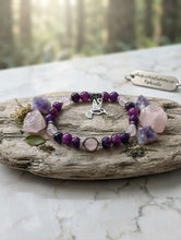 Load image into Gallery viewer, Echo of Gentle Spirit - Hummingbird - Bracelet - Rose Quartz - Purple Agate