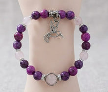 Load image into Gallery viewer, Echo of Gentle Spirit - Hummingbird - Bracelet - Rose Quartz - Purple Agate