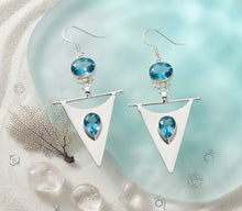 Load image into Gallery viewer, Whispering Waters - Earrings - Blue Topaz