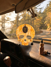 Load image into Gallery viewer, Autumn Fire - Recycle Glass Skull - Rear View Mirror Hanger Diffuser