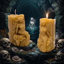 Load image into Gallery viewer, The Siren of Rebirth - Mermaid - Skull - Candle - Raven Stone