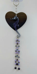 Seahorse on steel heart - Sun catcher