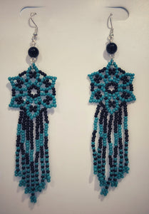 Beaded - Earrings - Black obsidian
