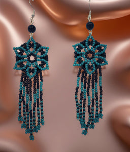 Beaded - Earrings - Black obsidian