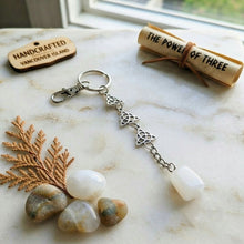 Load image into Gallery viewer, The Power of Three - Keychain - Triquetra - White Jade