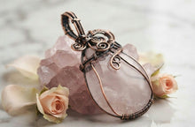 Load image into Gallery viewer, Emanation of Love - Copper wrapped, Rose Quartz, Pendant