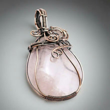 Load image into Gallery viewer, Emanation of Love - Copper wrapped, Rose Quartz, Pendant