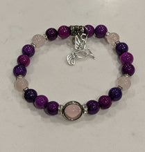 Load image into Gallery viewer, Echo of Gentle Spirit - Hummingbird - Bracelet - Rose Quartz - Purple Agate