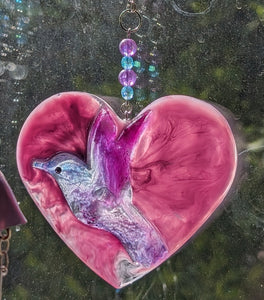 Hummingbird in a heart - Sun Catcher