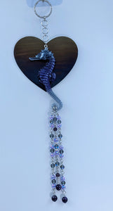 Seahorse on steel heart - Sun catcher