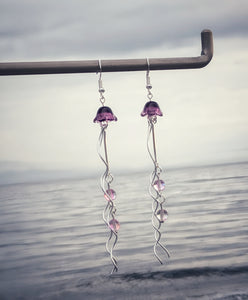 Jellyfish - Lavender Aura Quartz - Earrings