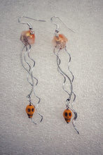 Load image into Gallery viewer, Jellyfish with pirate skull earrings