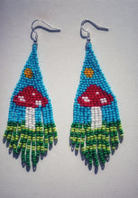 Load image into Gallery viewer, Sterling silver, Beaded Mushroom, Earrings