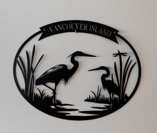 Load image into Gallery viewer, Vancouver Island Wetlands Silhouette - Heron - Metal Art
