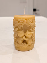 Load image into Gallery viewer, Whimsical Botanical Feline Pillar - Candle - Raven Stone